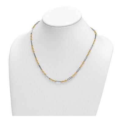14K Two-Tone Gold 4mm Hollow Fancy Open Link Chain – view 4