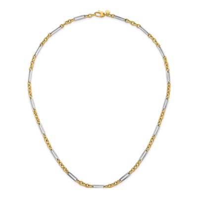 14K Two-Tone Gold 4mm Hollow Fancy Open Link Chain – view 6