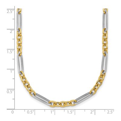 14K Two-Tone Gold 4mm Hollow Fancy Open Link Chain – view 7