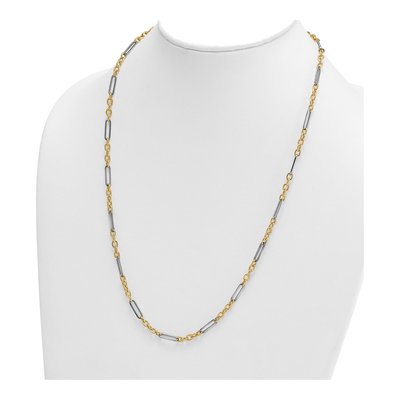 14K Two-Tone Gold 4mm Hollow Fancy Open Link Chain – view 4