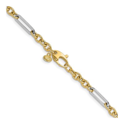14K Two-Tone Gold 4mm Hollow Fancy Open Link Chain – view 5