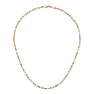 14K Two-Tone Gold 4mm Hollow Fancy Open Link Chain – view 6