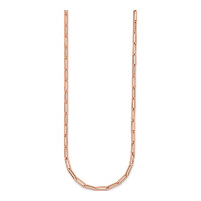 14K Rose Gold 4mm Hollow Flat Paperclip Chain – view 3