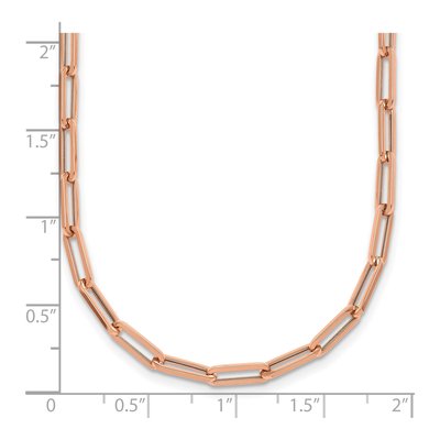 14K Rose Gold 4mm Hollow Flat Paperclip Chain – view 5