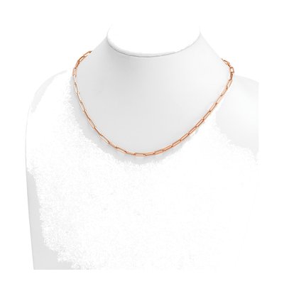 14K Rose Gold 4mm Hollow Flat Paperclip Chain – view 5