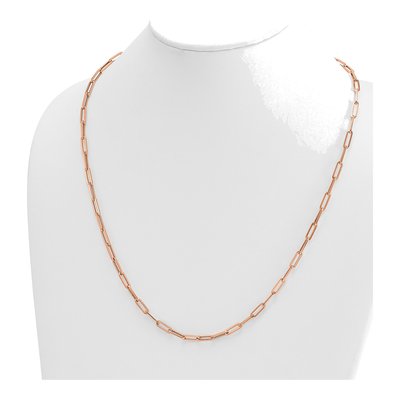 14K Rose Gold 4mm Hollow Flat Paperclip Chain – view 5