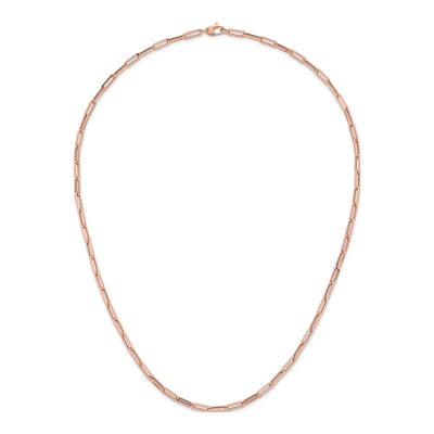 14K Rose Gold 4mm Hollow Flat Paperclip Chain – view 6