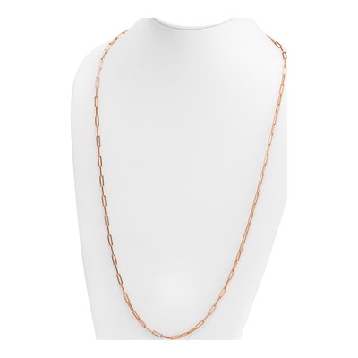 14K Rose Gold 4mm Hollow Flat Paperclip Chain – view 5