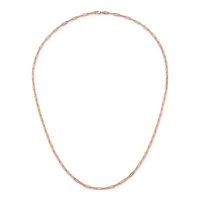 14K Rose Gold 4mm Hollow Flat Paperclip Chain – view 6