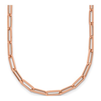 14K Rose Gold 4mm Hollow Flat Paperclip Chain