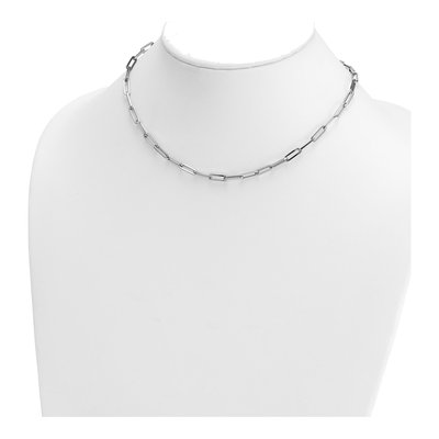 14K White Gold 4mm Hollow Flat Paperclip Chain – view 5