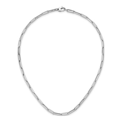 14K White Gold 4mm Hollow Flat Paperclip Chain – view 6