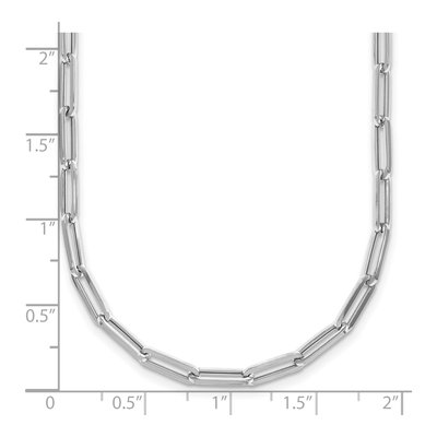 14K White Gold 4mm Hollow Flat Paperclip Chain – view 7