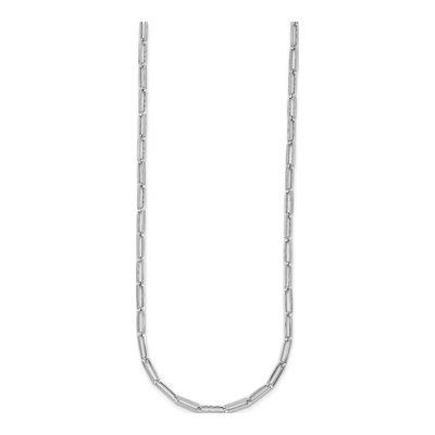 14K White Gold 4mm Hollow Flat Paperclip Chain – view 3
