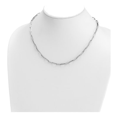 14K White Gold 4mm Hollow Flat Paperclip Chain – view 5