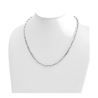 14K White Gold 4mm Hollow Flat Paperclip Chain – view 5