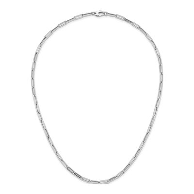 14K White Gold 4mm Hollow Flat Paperclip Chain – view 6