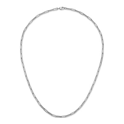 14K White Gold 4mm Hollow Flat Paperclip Chain – view 6