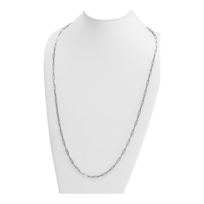 14K White Gold 4mm Hollow Flat Paperclip Chain – view 5