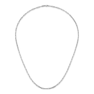 14K White Gold 4mm Hollow Flat Paperclip Chain – view 6
