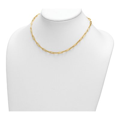 14K Yellow Gold 4mm Hollow Paperclip Chain – view 4