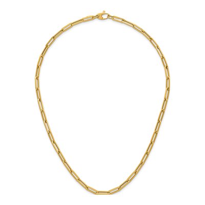 14K Yellow Gold 4mm Hollow Paperclip Chain – view 5