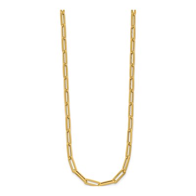 14K Yellow Gold 4mm Hollow Paperclip Chain – view 3