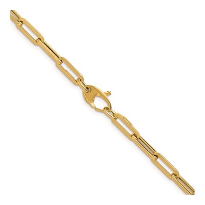 14K Yellow Gold 4mm Hollow Flat Paperclip Chain – view 2