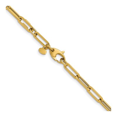 14K Yellow Gold 4mm Hollow Paperclip Chain – view 4