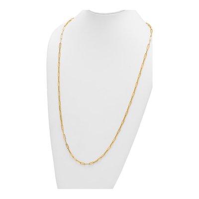 14K Yellow Gold 4mm Hollow Paperclip Chain – view 5