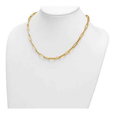 14K Yellow Gold 5.3mm Hollow Paperclip Chain – view 4