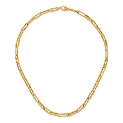 14K Yellow Gold 5.3mm Hollow Paperclip Chain – view 6