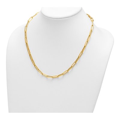 14K Yellow Gold 5.3mm Hollow Paperclip Chain – view 4