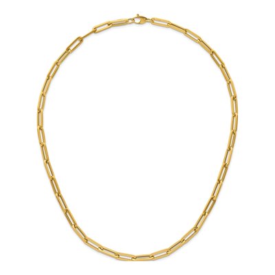14K Yellow Gold 5.3mm Hollow Paperclip Chain – view 6