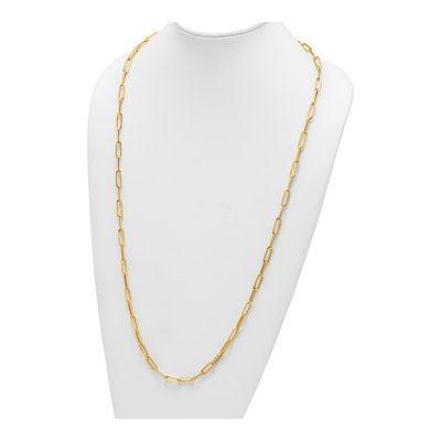 14K Yellow Gold 5.3mm Hollow Paperclip Chain – view 5