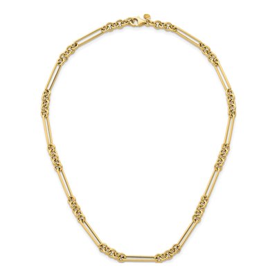 14K Yellow Gold 5.3mm Hollow 16-inch Fancy Rolo Chain – view 6