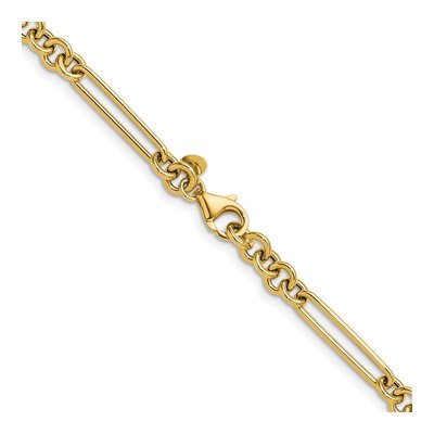 14K Yellow Gold 5.3mm Hollow Fancy Rolo Chain – view 4
