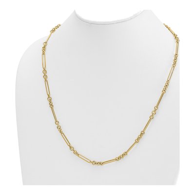 14K Yellow Gold 5.3mm Hollow Fancy Rolo Chain – view 5
