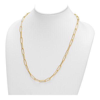 14K Yellow Gold 5.9mm Hollow Paperclip Chain – view 4
