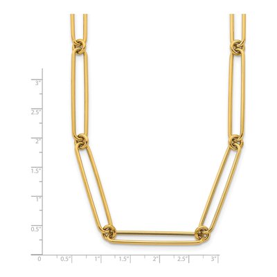 14K Yellow Gold 7mm Hollow Paperclip Chain – view 7