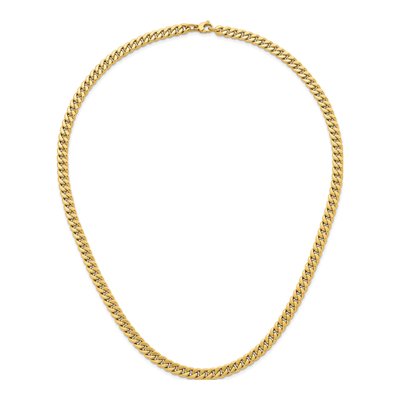 14K Yellow Gold 7mm Hollow Curb Chain – view 6