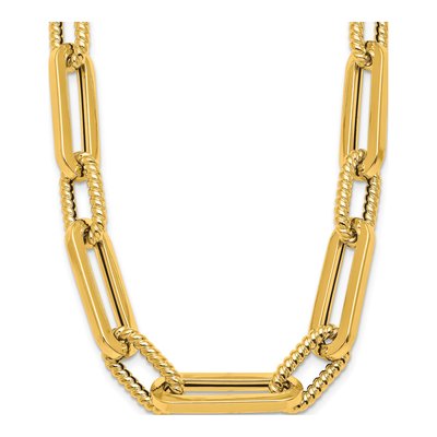 14K Yellow Gold Fancy Oval Link Necklace