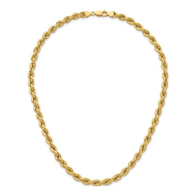 14K Yellow Gold 6mm Hollow Rope Chain – view 6