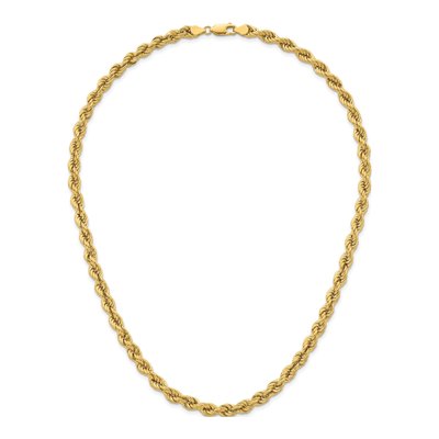 14K Yellow Gold 6mm Hollow Rope Chain – view 6