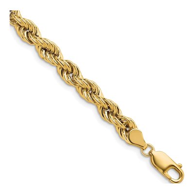 14K Yellow Gold 6mm Hollow Rope Chain