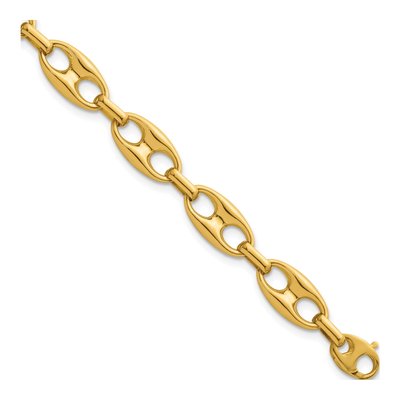 14K Yellow Gold 10mm Anchor Chain Bracelet