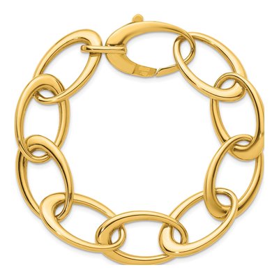 14K Yellow Gold 16.75mm Oval Link Chain Bracelet – view 6