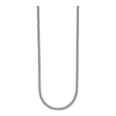 14K White Gold 3mm Hollow Popcorn Mesh Chain – view 3