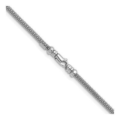 14K White Gold 3mm Hollow Popcorn Mesh Chain – view 4