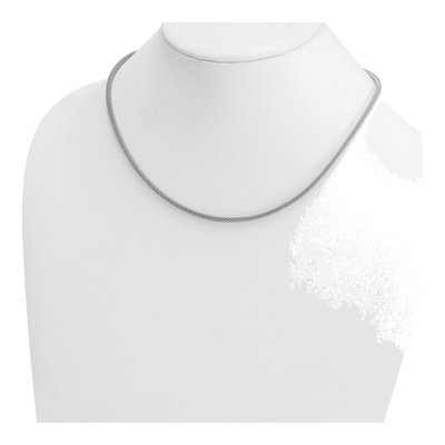 14K White Gold 3mm Hollow Popcorn Mesh Chain – view 5
